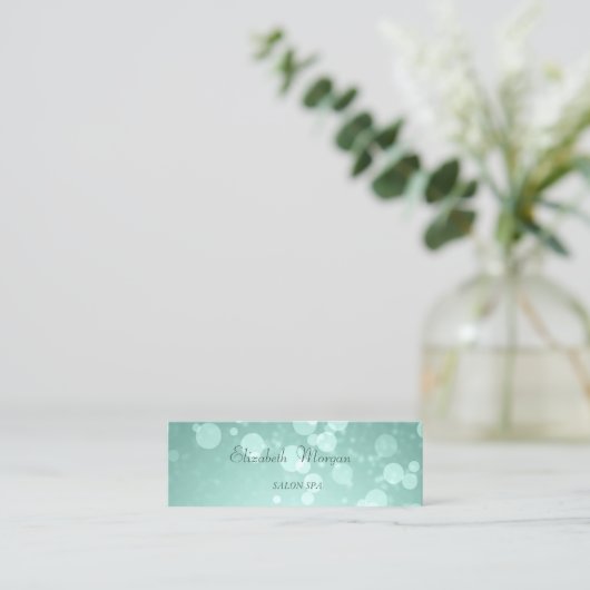 華エレガントスタイリッシュやかなプロフィーショナル緑《写真》ぼけ味 スキニー名刺 (スタンド正面)