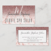 華ガーリーやかなピンクのキラキラ輝く髪のスパサロン 名刺 (正面/裏面)