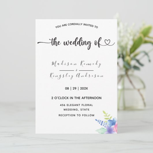 華シンプルやかなエレガントフローラ 招待状 (スタンド正面)