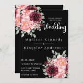 華シンプルやかな豪華なフローラエレガント 招待状 (正面/裏面)