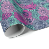 華スタイリッシュやかな花の明るい模様 ラッピングペーパー (ロールコーナー)