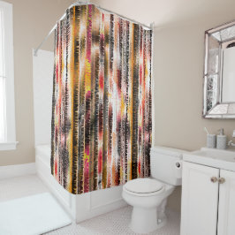 華ストライプのやかな紙 シャワーカーテン