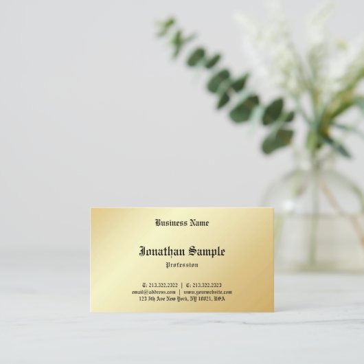 華パーソナライズされたやかなフェイク金ゴールド 名刺 (スタンド正面)