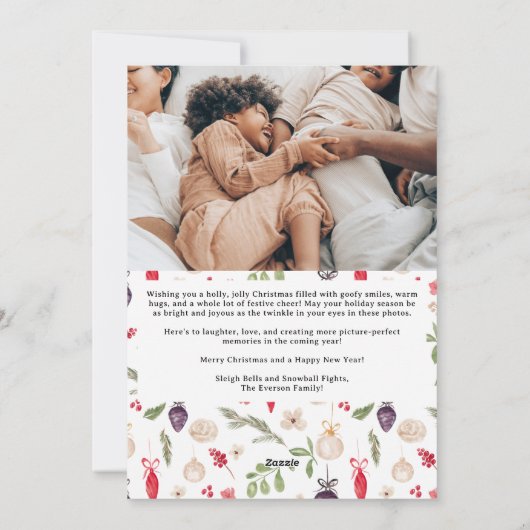 華モダンやかなクリスマス家族5枚の写真 シーズンカード (裏面)