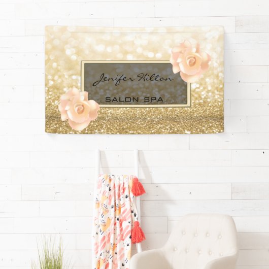 華モダンやかなシックフェイク金ゴールドきらびやかなバラ 横断幕 (インサイチュ)