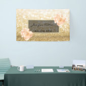 華モダンやかなシックフェイク金ゴールドきらびやかなバラ 横断幕 (トレードショー)