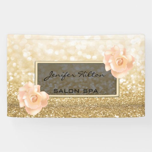 華モダンやかなシックフェイク金ゴールドきらびやかなバラ 横断幕 (横)