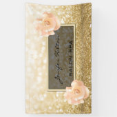 華モダンやかなシックフェイク金ゴールドきらびやかなバラ 横断幕 (縦)