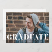 華モダンやかなタイポグラフィ写真卒業 招待状 (正面/裏面)