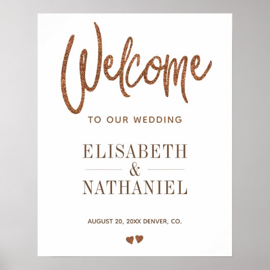 華モダンやかなタイポグラフィ結婚の歓迎サイン ポスター (正面)