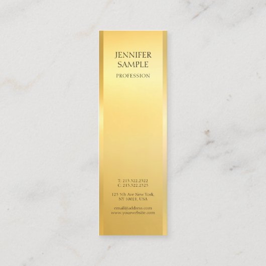華モダンやかなフェイク金ゴールドエレガントテンプレート スキニー名刺 (裏面)