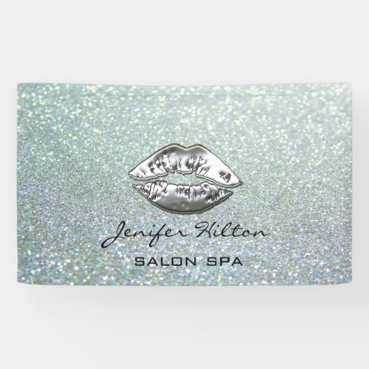 華モダンやかな銀色の唇 横断幕 (横)