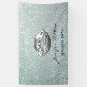 華モダンやかな銀色の唇 横断幕 (縦)