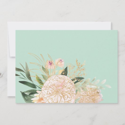 華奢な牡丹の結婚花束感謝していの夏 招待状 (裏面)