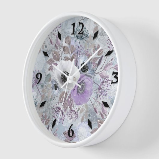 華奢な花束のアネモネ。 壁時計 (傾斜)