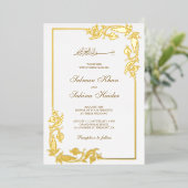 華縁ど白イスラーム結婚金ゴールド 箔招待状 (立ち正面)