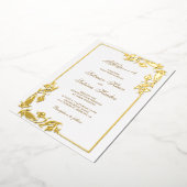 華縁ど白イスラーム結婚金ゴールド 箔招待状 (回転した状態)