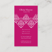 華美でエレガントなダマスク織の名刺のデザイン 名刺 (裏面)