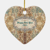 華美でビクトリアンなスタイルのハートのオーナメント セラミックオーナメント (裏面)