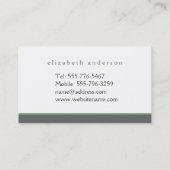 華美で白いセージグリーンの雪片のモノグラムの灰色 名刺 (裏面)