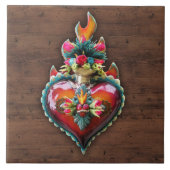華美で神聖で燃えるようなハートの壁のプラク タイル (正面)
