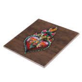 華美で神聖で燃えるようなハートの壁のプラク タイル (側面)