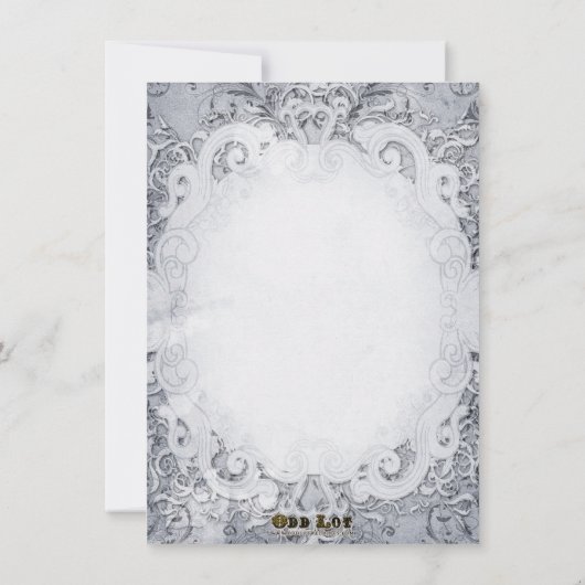 華美なおとぎ話の物語の本の結婚式招待状の灰色 招待状 (裏面)