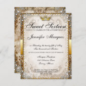 華美なおとぎ話の物語の本のSweet sixteenの招待 招待状 (正面/裏面)