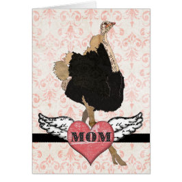 華美なだちょうのピンクのダマスク織の母の日カード