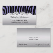 華美なガーリーな紫色の黒いシマウマの紫色のダイヤモンド 名刺 (正面/裏面)