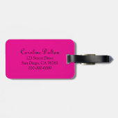 華美なダマスク織のピンク、黒、銀 ラゲッジタグ (裏面横)