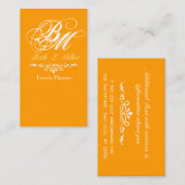 華美なバロック式の贅沢なタイプ モノグラムのオレンジ 名刺 (正面/裏面)