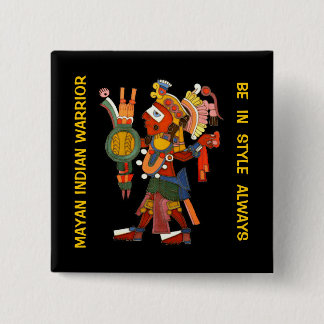 華美なマヤのインドの戦士が付いているボタン 缶バッジ
