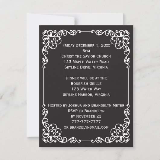 華美なヴィンテージのリハーサルの夕食の詩の招待 招待状 (裏面)