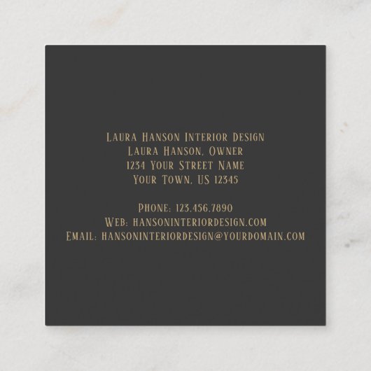 華美なヴィンテージの渦巻フレームの中心のイニシャル| スクエア名刺 (裏面)