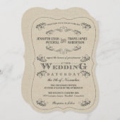 華美なヴィンテージの華麗さのバーラップの結婚式招待状 招待状 (正面/裏面)