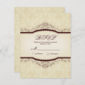 華美なヴィンテージRSVPカード 出欠カード (正面/裏面)