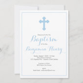 華美な十字の警官の洗礼の《キリスト教》洗礼式や命名式 招待状 (正面)