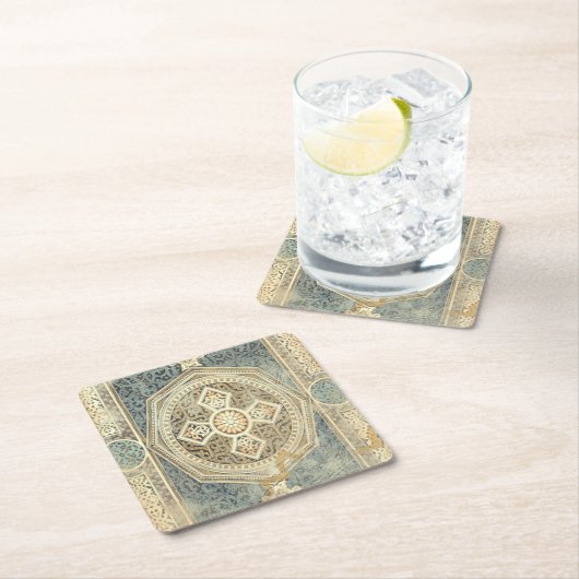 華美な幾何学的設計を用いる装飾用のタペストリー スクエアペーパーコースター (インサイチュ)