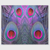 華美な明るい赤紫色紫色の孔雀はギフトに羽をつけます ラッピングペーパー (フラット)