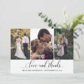 華美な書道の原稿3の写真の結婚 サンキューカード (スタンド正面)