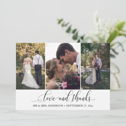 華美な書道の原稿3の写真の結婚 サンキューカード (スタンド正面)