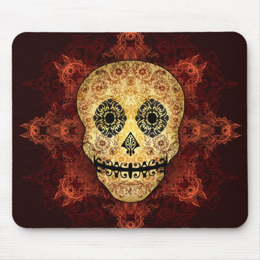 華美な炎の砂糖のスカル マウスパッド (正面)