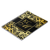 華美な花のモノグラムジャーナル|黒檀 ノートブック (左側)