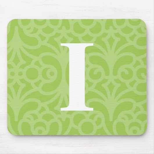 華美な花のモノグラム-手紙I マウスパッド (正面)