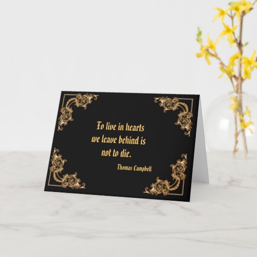 華美な花の渦巻のダマスク織パターン悔やみや弔慰カード カード (黄色い花)