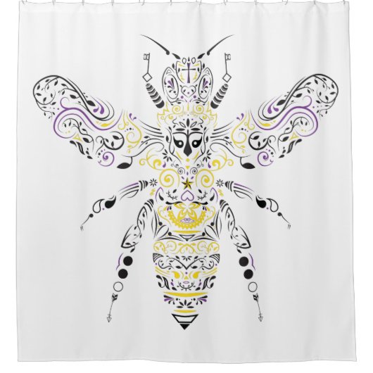 華美な蜂蜜の蜂 シャワーカーテン (正面)