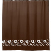 華美な装飾の無地のなチョコレート色の浴室の家 シャワーカーテン (正面)