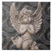 華美な鋼鉄背景の天使の天使を祈ること タイル (正面)
