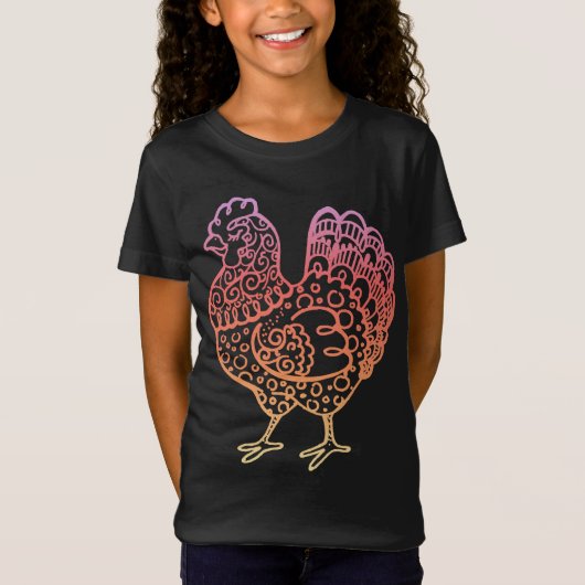 華美な鶏Lineart Tシャツ (正面)